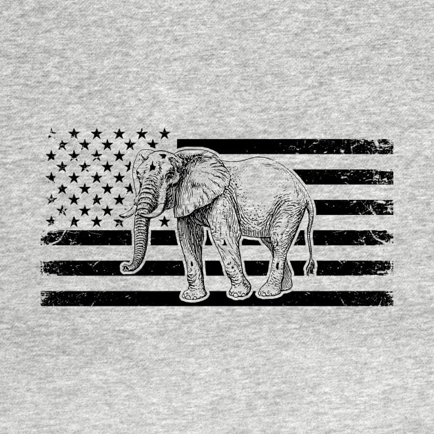 Elephant American Flag Stars And Stripes by AlphaDistributors